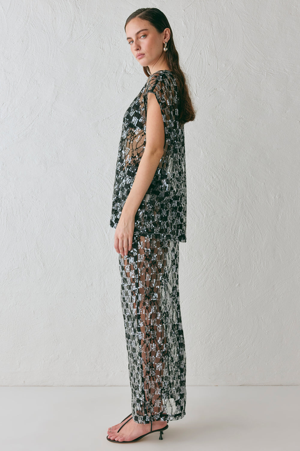 Devyn Sequin Midi Skirt Black