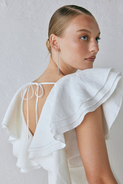 Party Nights Linen Mini Dress White