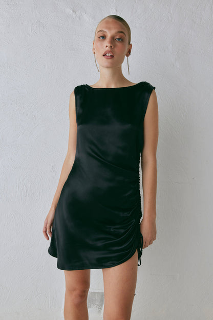 Dance Satin Mini Dress Black
