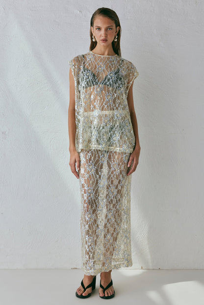 Devyn Sequin Top Lace