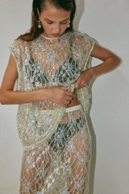 Devyn Sequin Top Lace