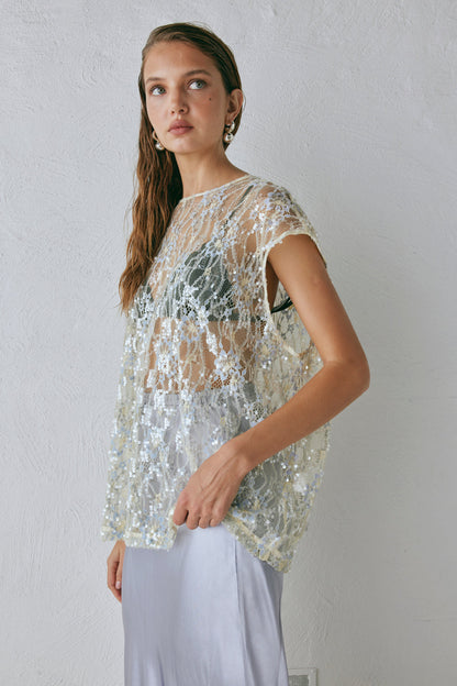 Devyn Sequin Top Lace