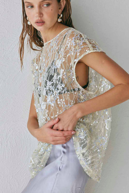 Devyn Sequin Top Lace