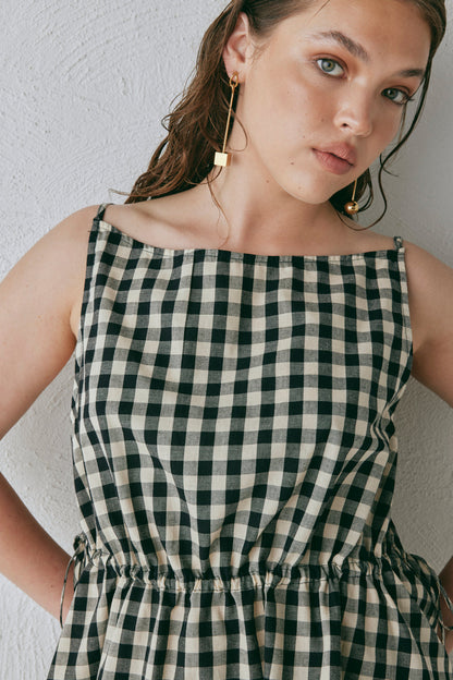 Indi Top Black Check
