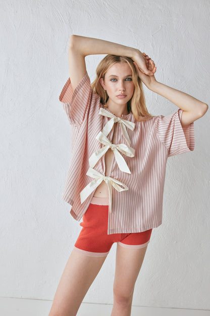 Naomi Smock Top Pink Stripe