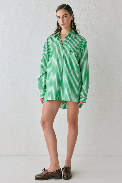 June Shirt Green Stripe