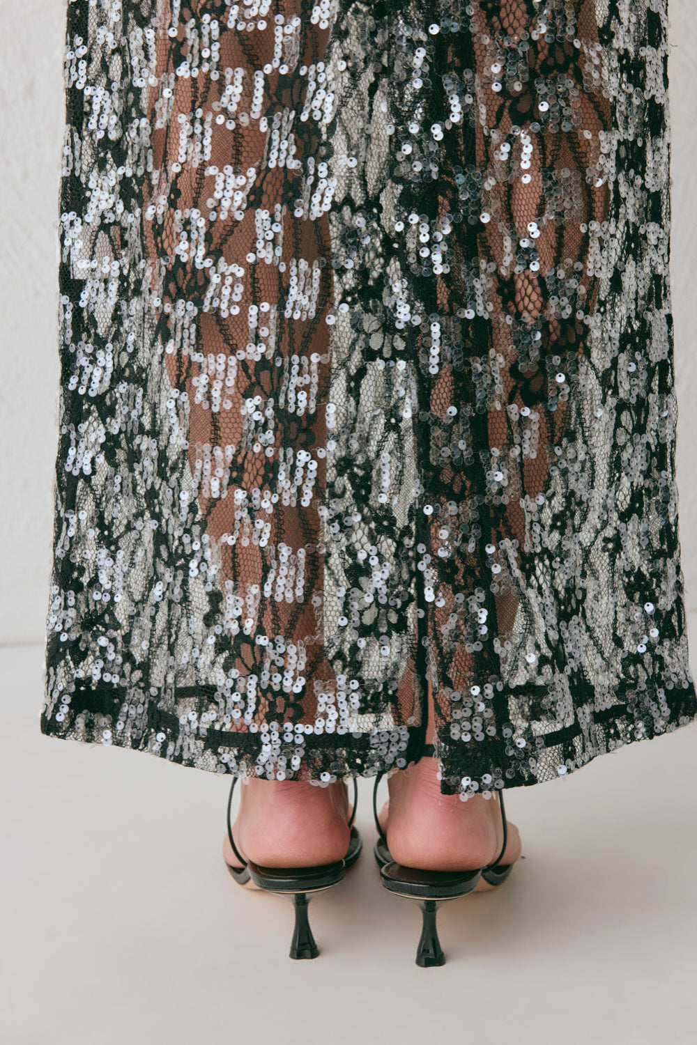 Devyn Sequin Midi Skirt Black