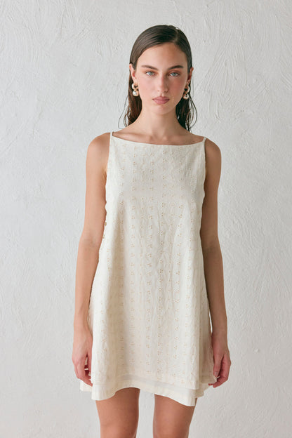 Jelena Anglaise Mini Dress Cream