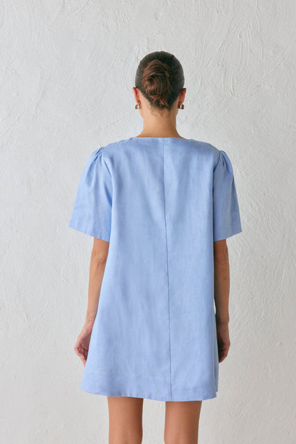 Olsen Linen Mini Dress Blue