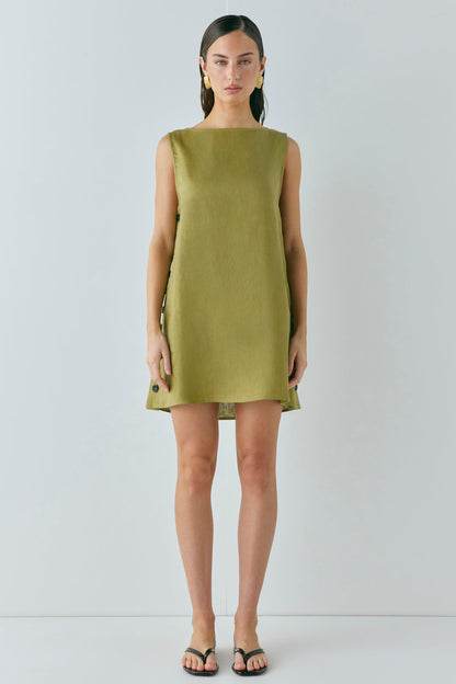 Annabelle Linen Mini Dress Olive