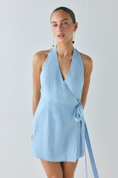 Lo Linen Mini Dress Sky