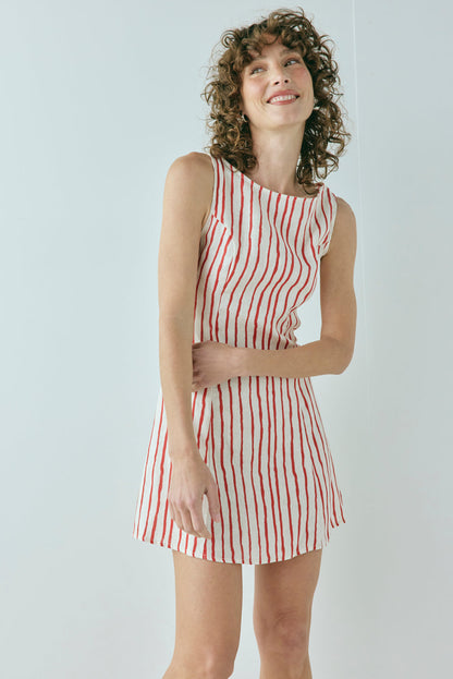Chloe Linen Mini Dress Stripe