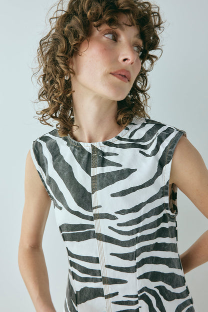 Lolita Denim Mini Dress Zebra