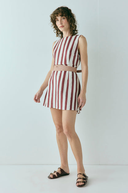 Lea Linen Mini Dress Wine